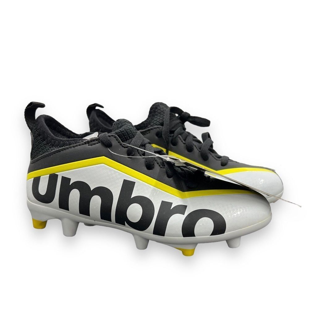 Umbro Pivot Soccer Cleats‎ Youth 12C Black White Yellow KDUM11RT001 Sports NEW